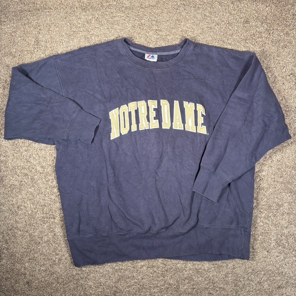 Vintage Majestic Notre‎ Dame Fighting Irish NCAA Collegiate Sweatshirt Y2K - Picture 2 of 9